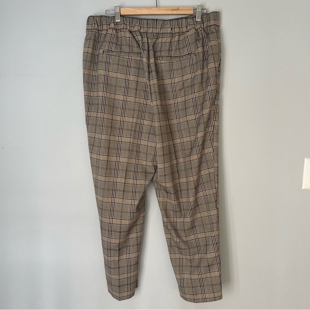 NWT Ann Taylor Loft XL Brown Plaid Pleated Pull-On Tapered Cropped Pants - Picture 6 of 11